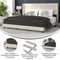Merrick Lane Percy Modern Platform Bed with Padded Channel Stitched Upholstered Wingback Headboard and Underbed Clearance